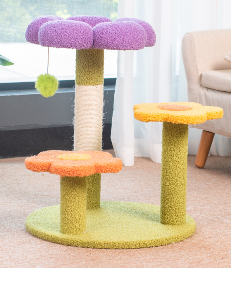 Cadre pour chat, petite colonne à gratter en bois massif, cadre d'escalade durable et anti-perte, jouet pour chat intégré_voghion.com
