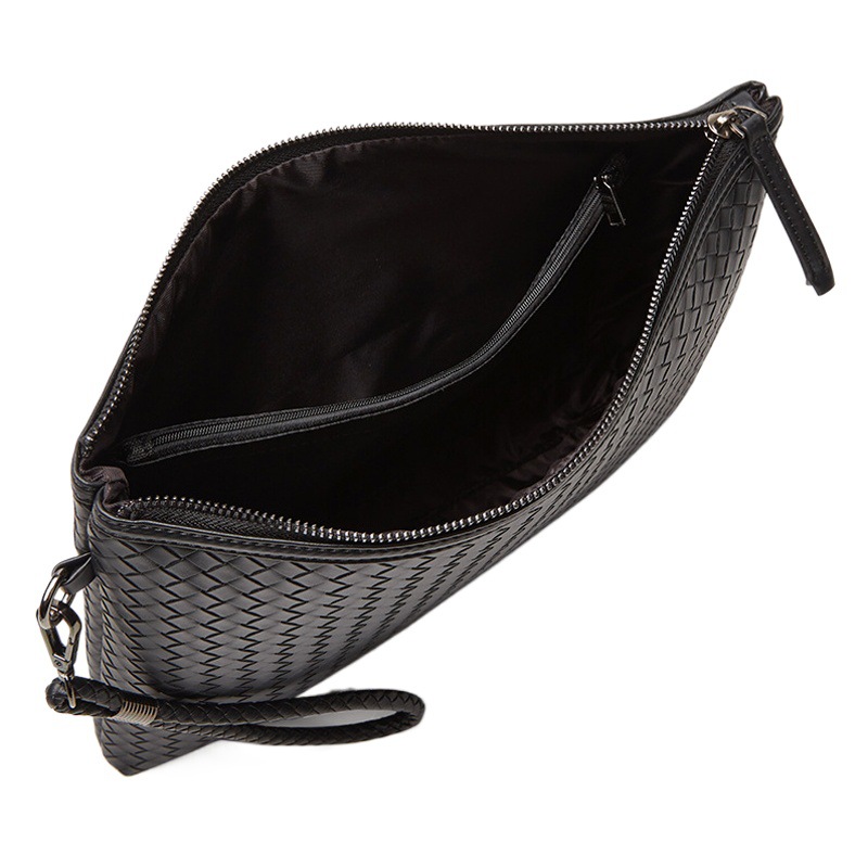 2026 New Style Woven Leather Clutch Bag Men's Wallet Soft Handbag Large Capacity Mobile Phone Bag Business Underarm Bag
