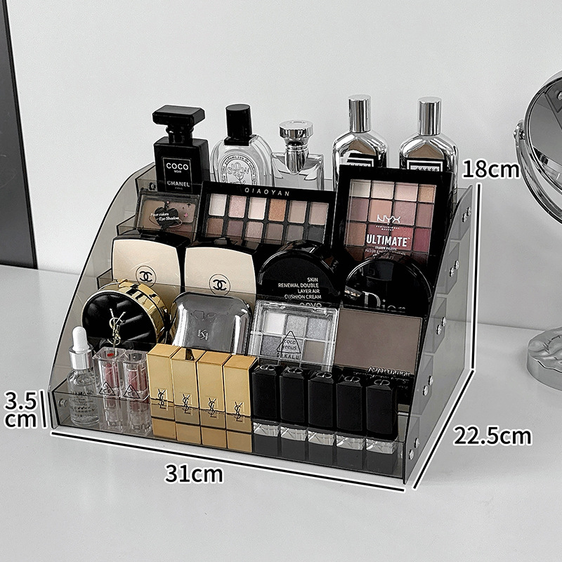 Cosméticos acrílicos capa de almacenamiento estante de exhibición lápiz labial caja de sombra de ojos estante de almacenamiento multicapa transparente para productos de cuidado de la piel image 9