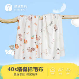 精梳棉爬服全棉数码印花针织磨毛棉毛布  a类婴童秋衣纯棉布料