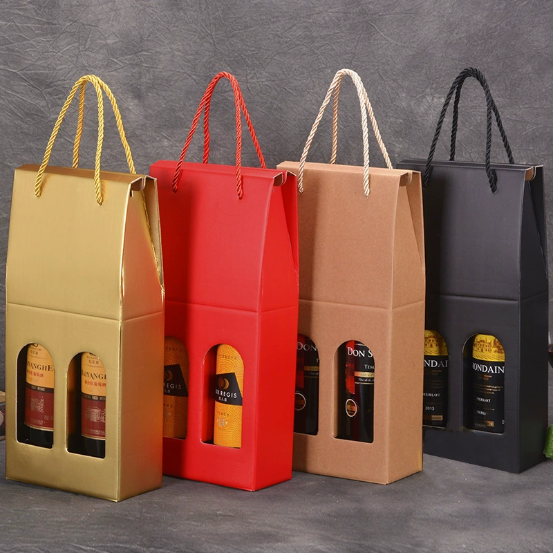 Оптовая продажа одной и двух палок красного вина бумажная коробка для винной упаковки коробка для белого вина