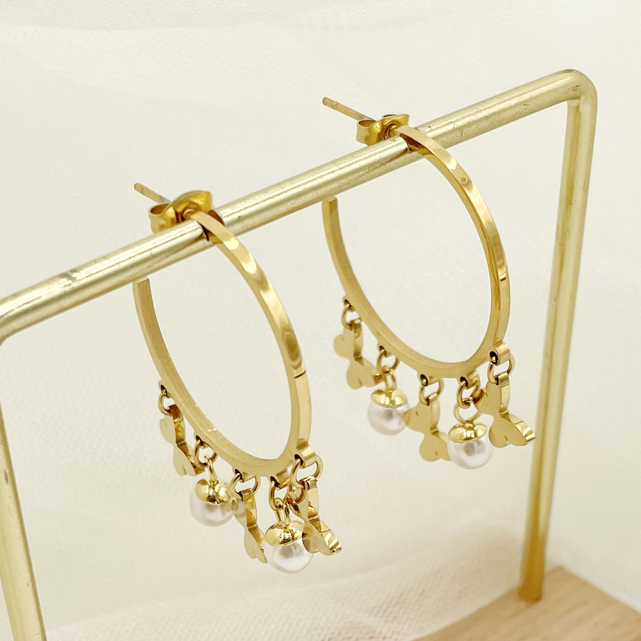 Retro Butterfly Stainless Steel Drop Earrings 1 Pair