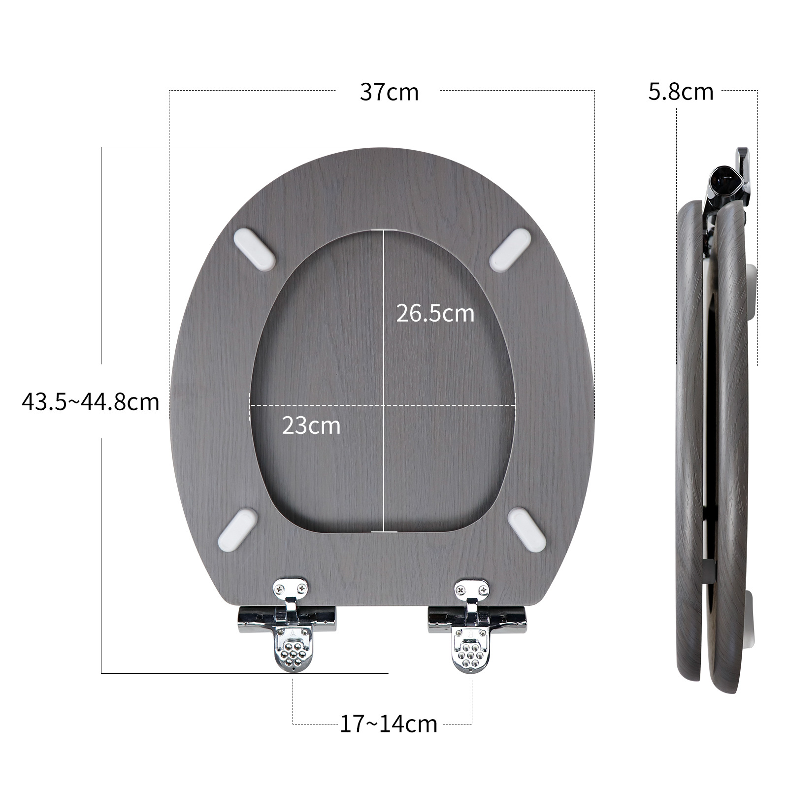 Fábrica directa de 17 pulgadas tablero de densidad madera MDF cubierta de inodoro cinta de pvc pegado corteza de madera gris caer lentamente image 4