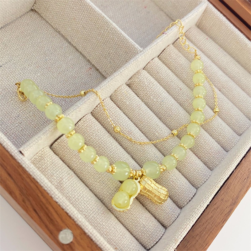 Sweet Peanut natural stone Copper Beaded Plating Bracelets 1 Piece