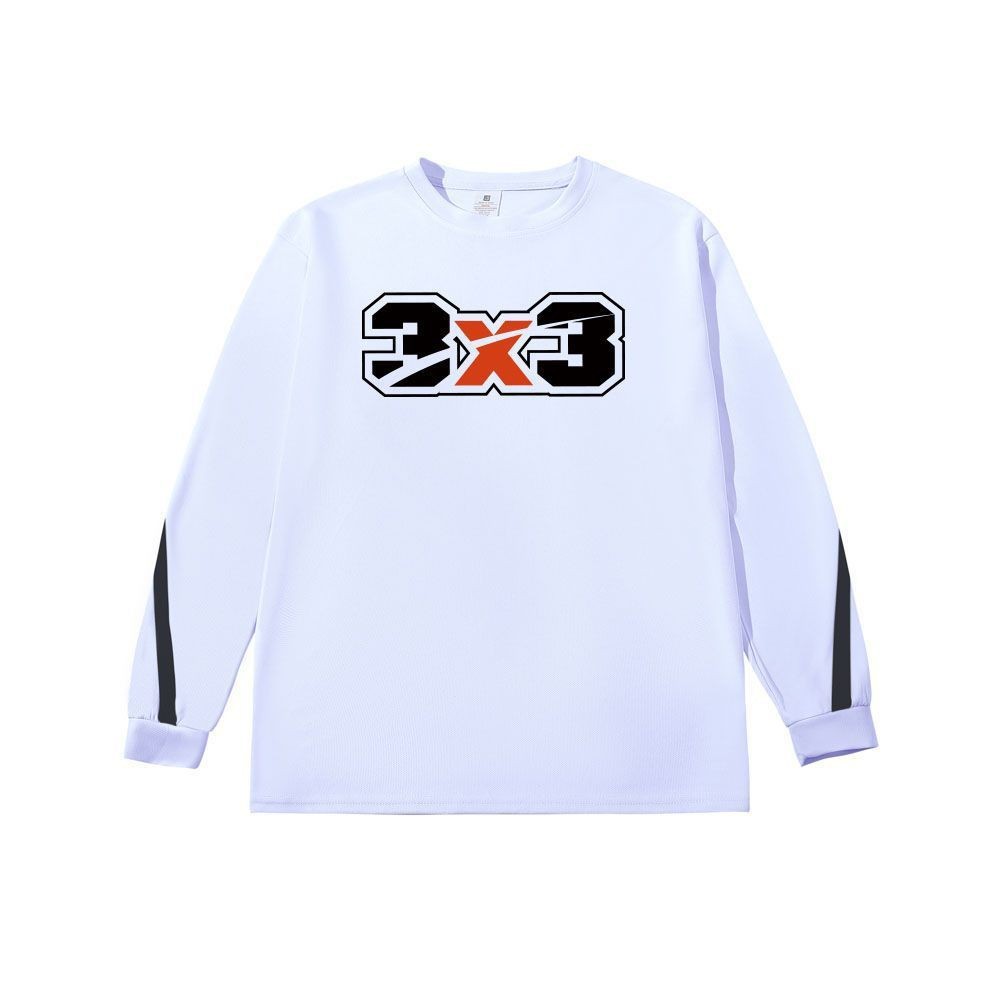 크랙 3V3 화이트 블랙 스트라이프 속건성 긴팔