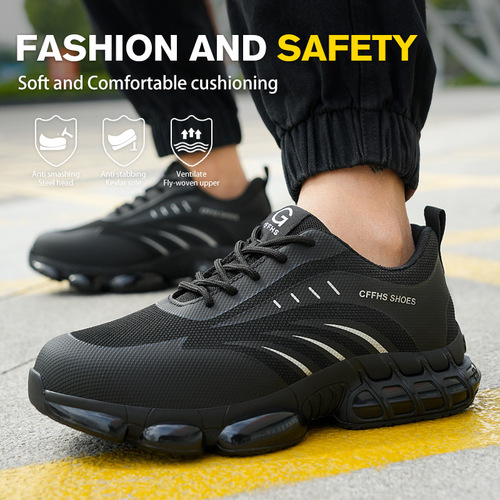 City Defense New Popcorn Sole Protective Safety Shoes Steel Toe Cap Anti-Punching Anti-Piercing Lightweight Safety Shoes