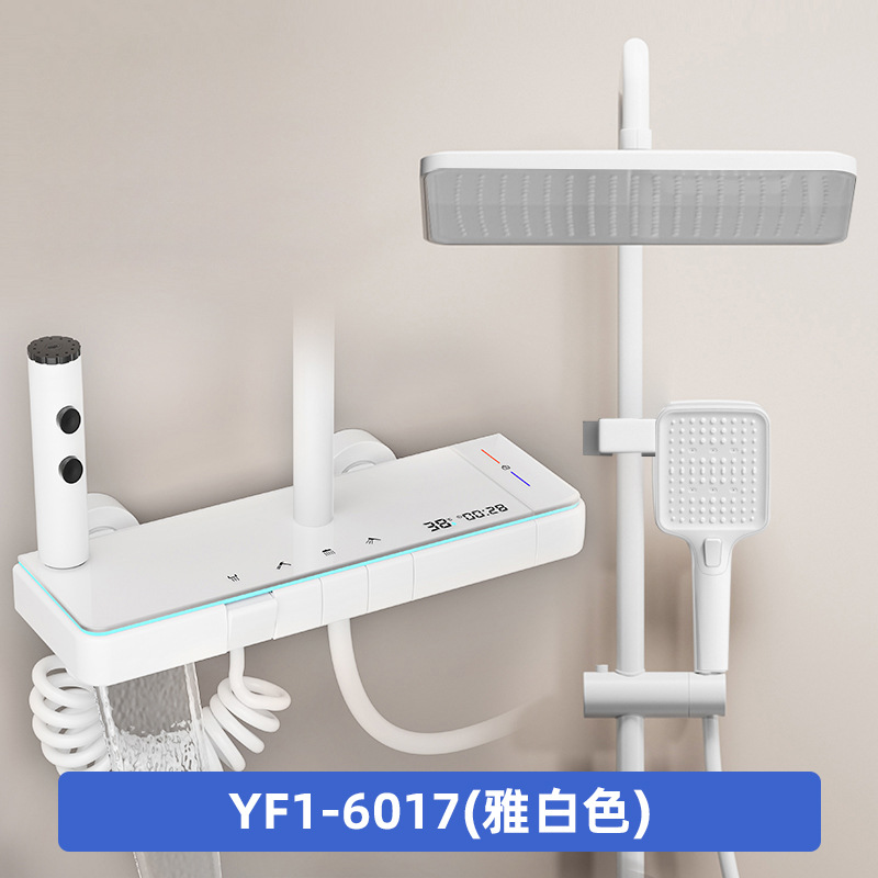 Ducha de baño doméstico conjunto de teclas de piano mixtas de pulverización presurizada de cobre caliente y frío agua superior pulverización hotel idéntico