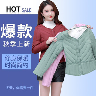 Autumn and Winter down Jackets for Women, Short Lining, Velvet and Thickeneded Mother's Clothing, Large Size Inner Wear, Warm Clothing, Middle-Aged and Elderly Jackets