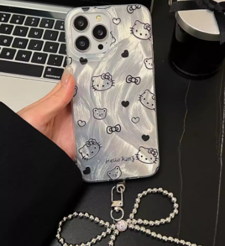 Nicho ins hilo de plumas negro amor línea kt para iPhone 14/13ProMax funda para teléfono móvil 12 Apple 15PM