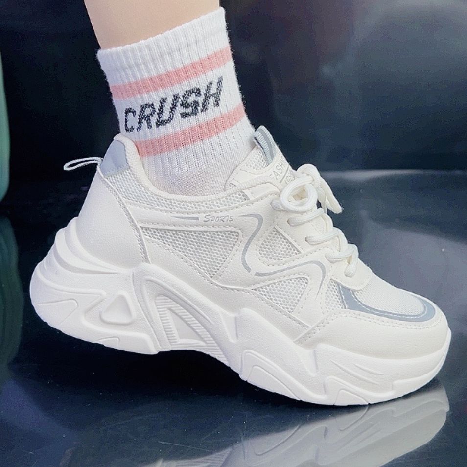 Zapatos de papá de malla para mujer 2025 nuevos zapatos de mujer de suela gruesa de primavera y verano para mujer zapatos deportivos casuales de suela suave antideslizante para mujer