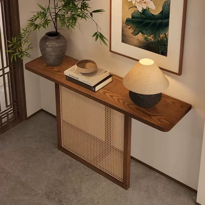 中古风实木玄关桌子长条几家用原木靠墙条案装饰玄关台入户案台
