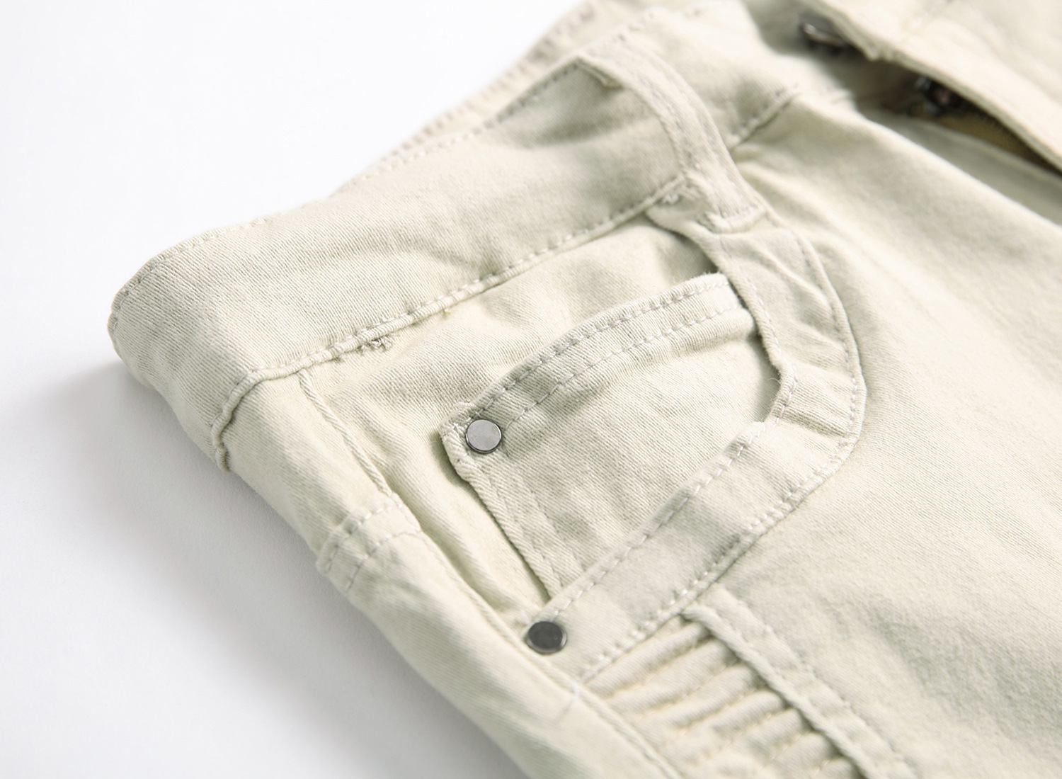 Men's jeans with personalized trendy folds, slim fit and elastic fit, men's fashionable pants_voghion.com