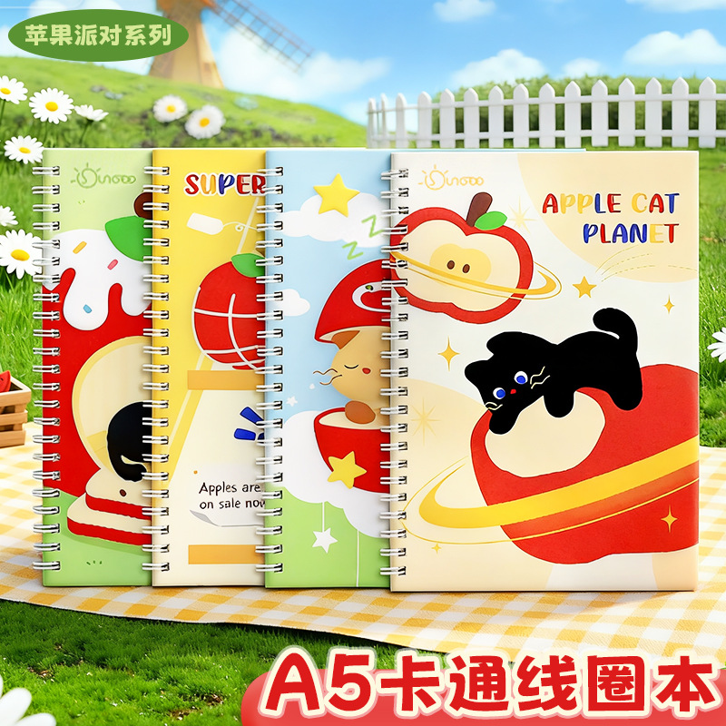 创意ins高颜值油画风A5线圈本学生文具加厚本子活页本笔记本批发