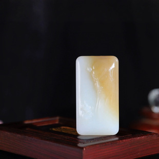 Jinyutang Boutique Xinjiang Hotan Jade Sugar Mutton Fat White Jade Guan Gong Pendant Exquisitely Carved Guan Gong Long Beard Elegant and Powerful