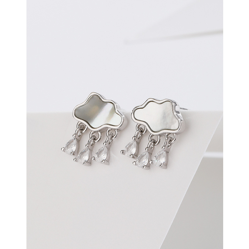 Nube Stud pendientes 925 pendientes de plata esterlina Shell borla hembra nicho diseño 2023 nueva luz de lujo de alto grado pendientes