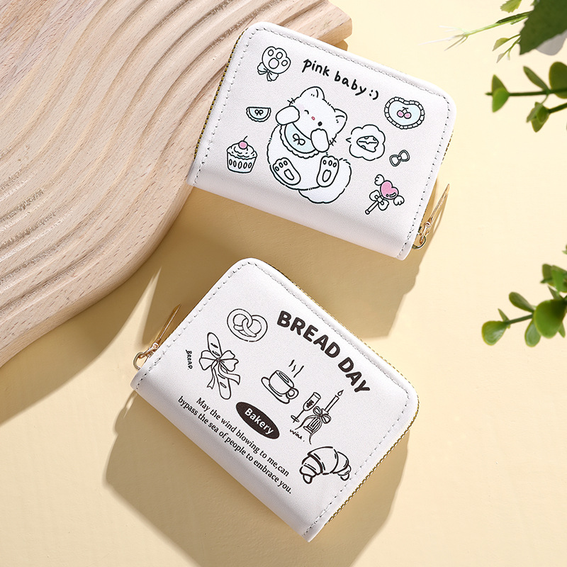 Bolsa de tarjetas de cremallera de dibujos animados transfronterizos bolsa de órgano de cremallera encantadora bolsa de tarjetas anti-magnéticas multi-posición bolsa de certificados