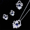 Advanced set, ring, necklace, chain, high-quality style, flowered, 3 piece set, micro incrustation, diamond encrusted, wholesale