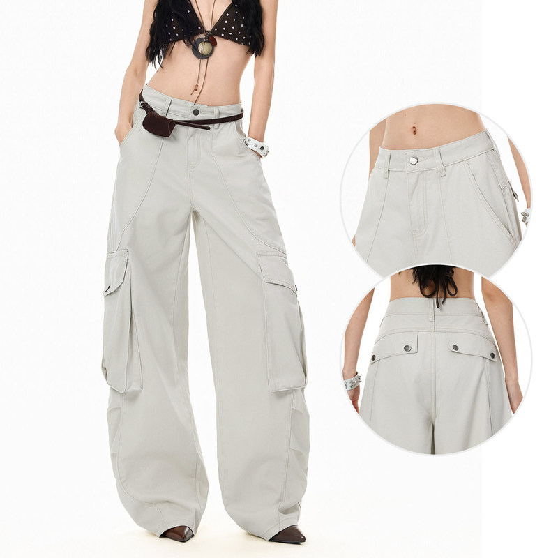 Street-Style Cool Casual Wide-Leg Jeans for Women, New Spring/Summer Loose Fit, Slimming, Trendy Workwear Style, Floor-Length Pants Street-Style Cool Casual Wide-Leg Jeans for Women, New Spring/Summer Loose Fit, Slimming, Trendy Workwear Style, Floor-Length Pants