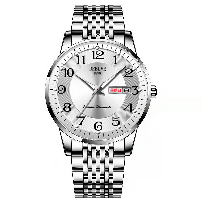 Hombres de moda doble calendario luminoso impermeable reloj de pulsera no mecánico reloj de cuarzo estudiante regalo reloj hombres productos genuinos