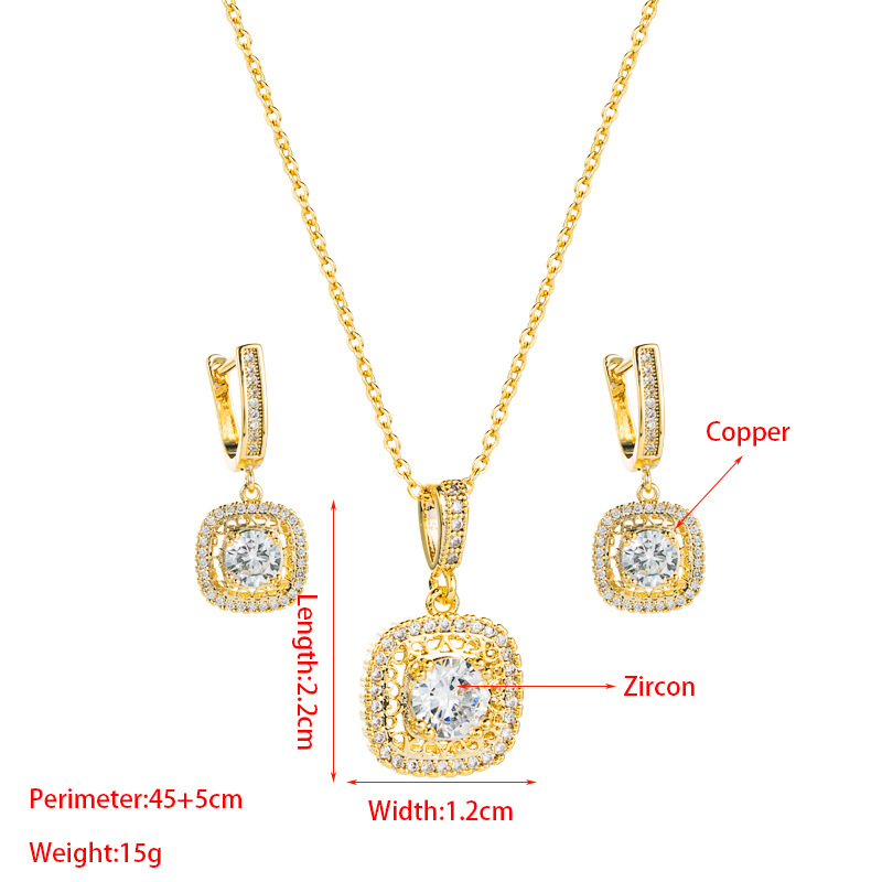 Fashion Zircon Pendant Copper Necklace Earrings Set Wholesale Jewelry Nihaojewelry display picture 1