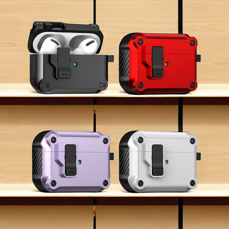In-Stock Custom Airpods5 Protective Case with Lock Buckle and Pop-Up Cover for Apple Airpodspro3/4 Generation Bluetooth Earphone Case