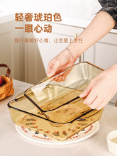 GZ6M琥珀玻璃烤盘微波炉烤箱专用器皿家用耐热耐高温方形芝士焗饭