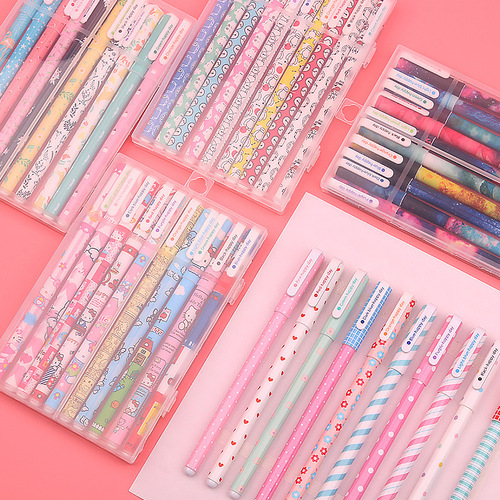 Creative color gel pen 0.5mm small fresh 10 gel pen set student stationery water-based signature pen