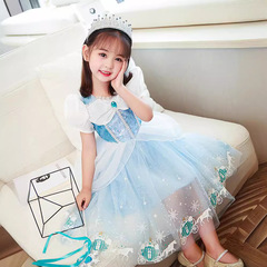 Girls Elsa princess dress summer Elsa children's tutu skirt Frozen dress little girl mesh dress