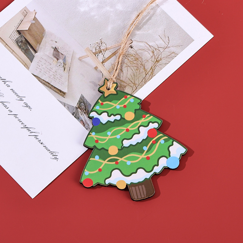 木製クリスマスツリーペンダントクリエイティブホーム手描き装飾クリスマス要素 diy 空白胚ペンダント小さな木片|undefined