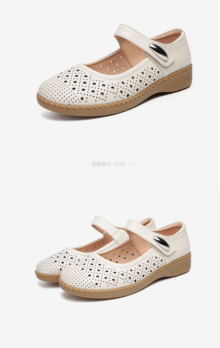 Sandal nữ da thật gót thấp quai chữ V đế mềm — Màu đen chi tiết 25