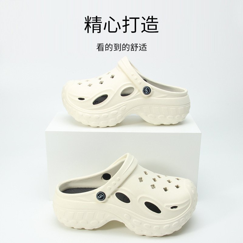 EVA perforated sandals for women, summer outdoor wear, non-slip, odor-resistant, with a comfortable cushioned feel, dual-purpose for beach use, thick-soled closed-toe sandals, clearance sale