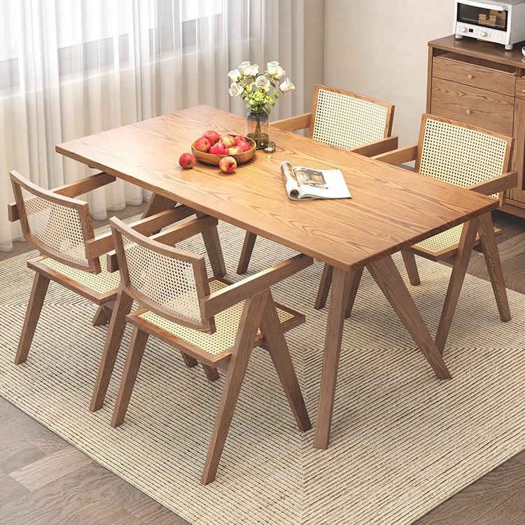 Nordic Solid Wood Creative Whale Dining Table Home Living Room Rectangular Dining Room Dining Table Simple Log Dining Table and Chair Combination