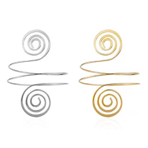 Cross-Border European and American Upper Arm Bracelet Metal Coil Spiral Armband Fashionable Simple Personalized Bracelet Adjustable Bracelet