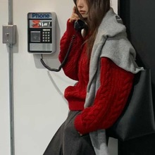 韩国东大门ins韩版复古气质慵懒感麻花螺纹长袖套头针织衫毛衣冬