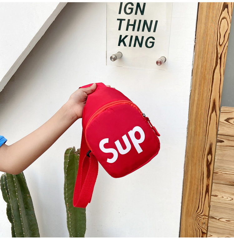 Korean children's chest bag 2021 Summer New Style cute and trendy boys' and girls' waist bag with simple letters, children's single-shoulder bag undefined