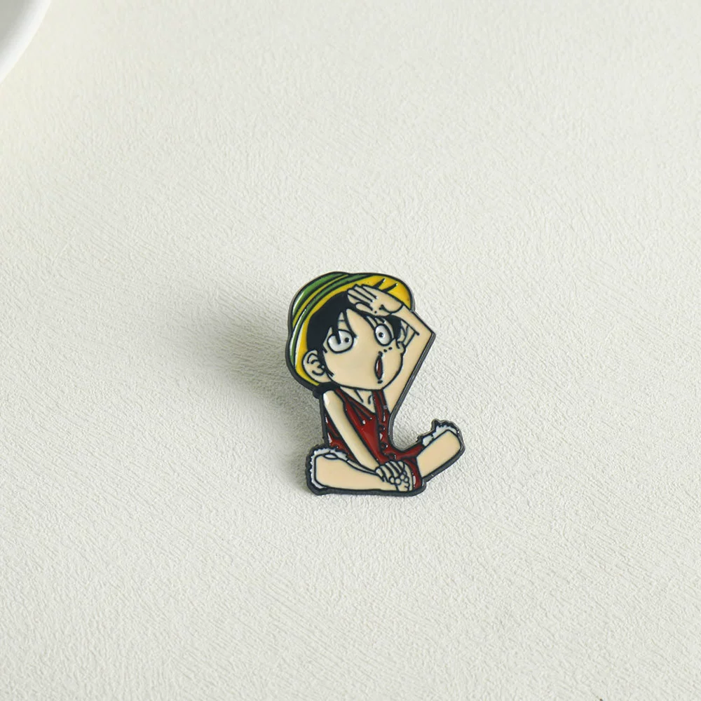 Японская One Piece окружающая соломенная шляпа для ребенка милый Лuffy значок Q версия мультяшный персонаж брошь для школьного рюкзака одежды соответствие