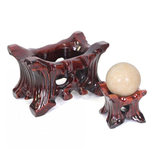 Taishan stone strange stone base without digging groove solid wood grooved pebbles Yellow River stone crystal ball groove ornament bracket