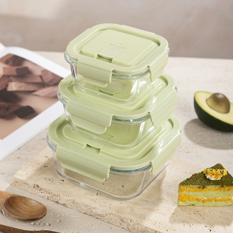 Caja de almuerzo de vidrio puede ser un recipiente de microondas, caja de regalo, recipiente de vidrio de alta silicona, banco de negocios, juego de regalo