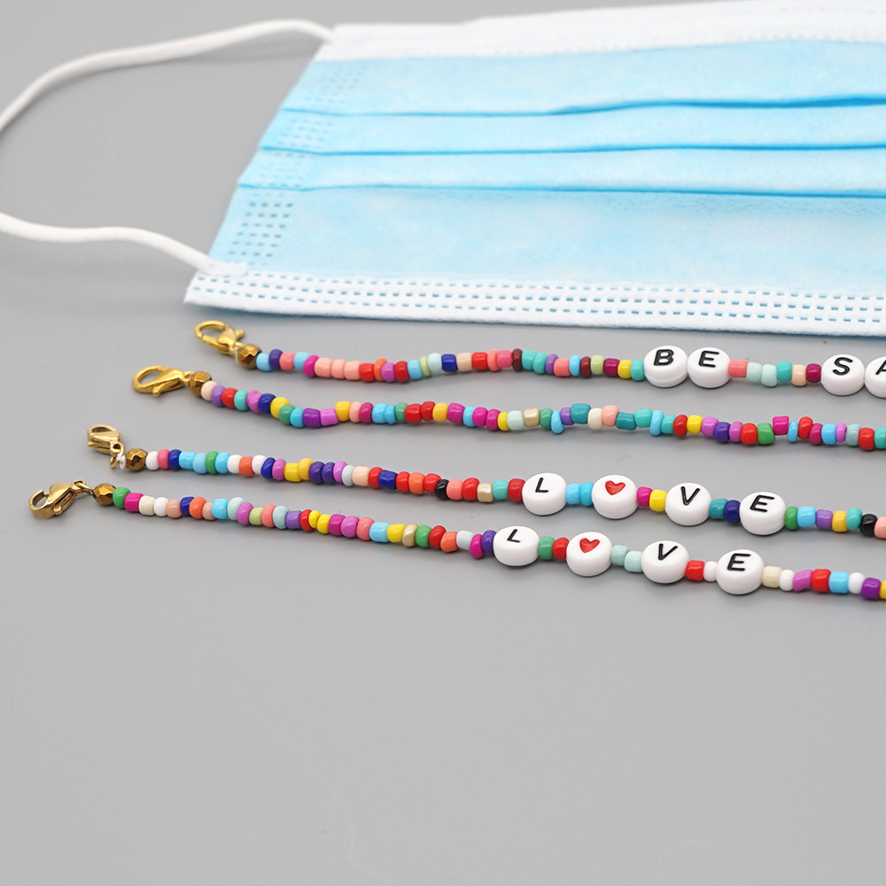 rainbow Bead Mask Glasses Chain Beaded Jewelry  Necklacepicture3