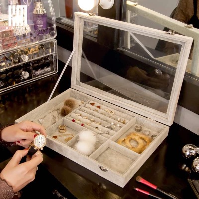 厂家盒透明饰品耳饰戒指耳钉项链展示整理欧式防尘耳环收纳架盒