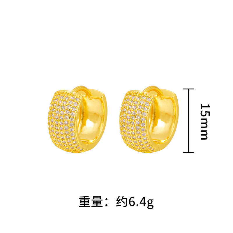 Hebilla de oreja de aleación de cobre Pendientes de diamantes llenos de oro de imitación clásico de las mujeres elegantes