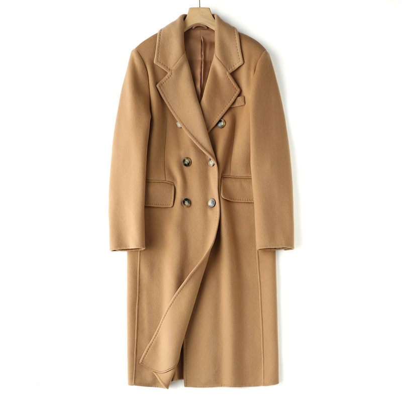 【限定特価】サメイ ロングスーツ ハイカウント ラムカシミヤ ダブル前立てコート インテリジェント両面ウールラペルカラー|undefined