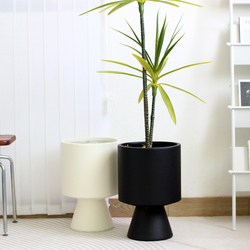 Thousand-year-old wood creative high-end wine glass Internet celebrity lily bamboo large cement set basin Nordic simple floor-standing flower pot