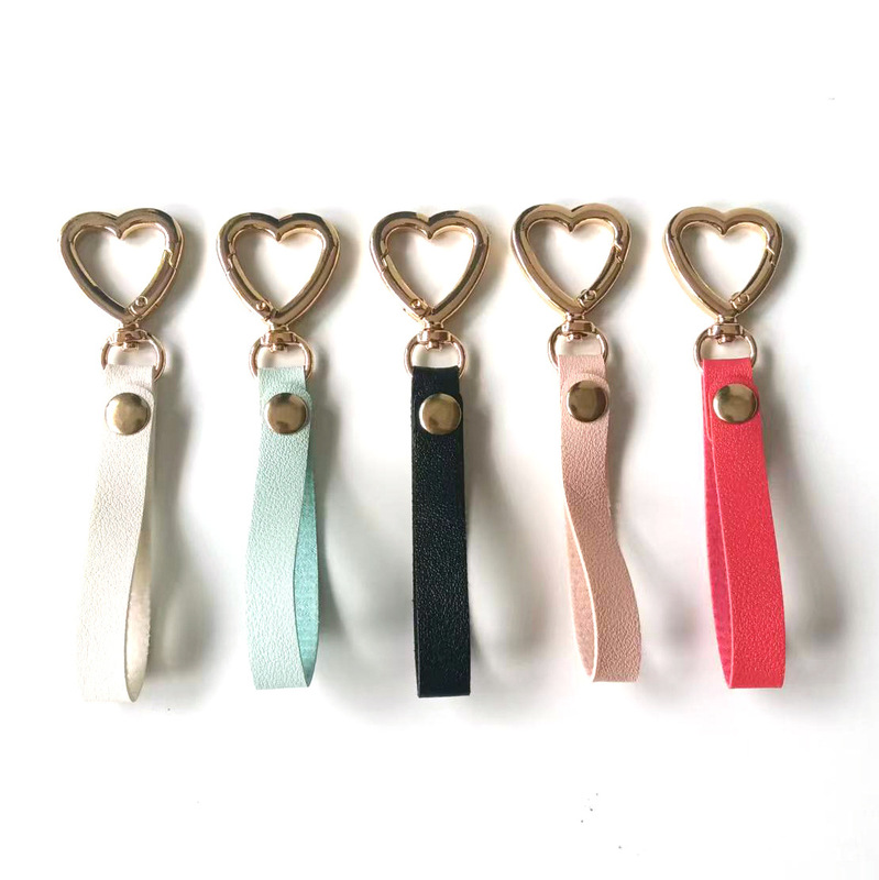 Cross-Border Love-Themed Keychain Leather Wrist Strap Accessory Car Keychain Phone Lanyard Christmas Gift Pendant