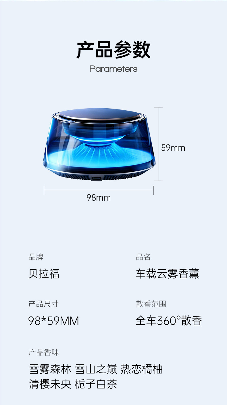 New Model of Car Fragrance for Viewing Scenery and Mist, Light Luxury, Long-Lasting Fragrance, Men's Car Perfume, High-End Automatic Spray