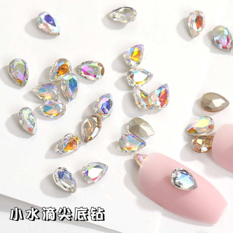 源头厂家尖底水滴玻璃钻 小号异形美甲钻日系百搭小水钻DIY堆堆钻