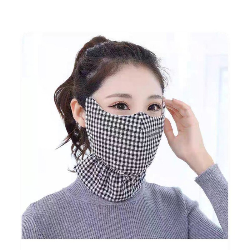 秋冬格子口罩纯棉女加大加厚骑行保暖防寒防风透气防尘面罩可水洗|undefined