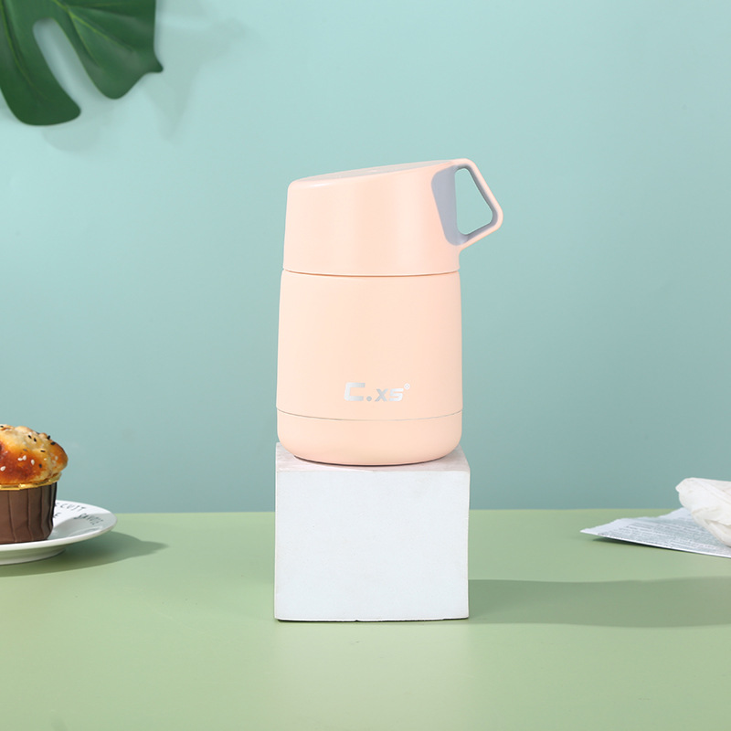 Color sólido creativo mini estudiante estofado vaso 304 taza de vacío de acero inoxidable frasco de vacío portátil con logo