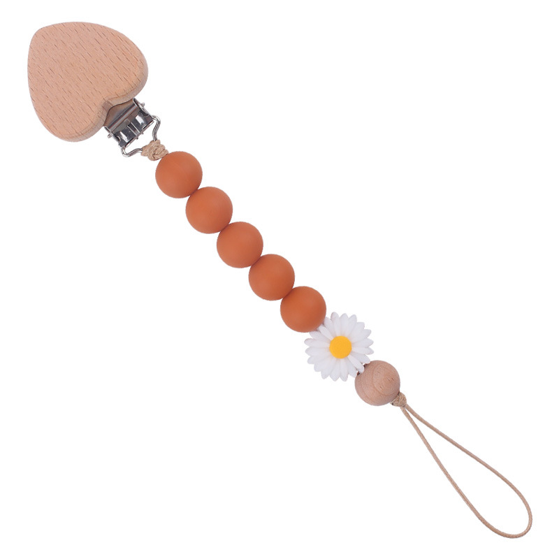 Nuevo bebé suministros de dibujos animados melocotón corazón Haya clip creativo DIY Daisy Arco Iris silicona pegamento mordedura cadena del pezón