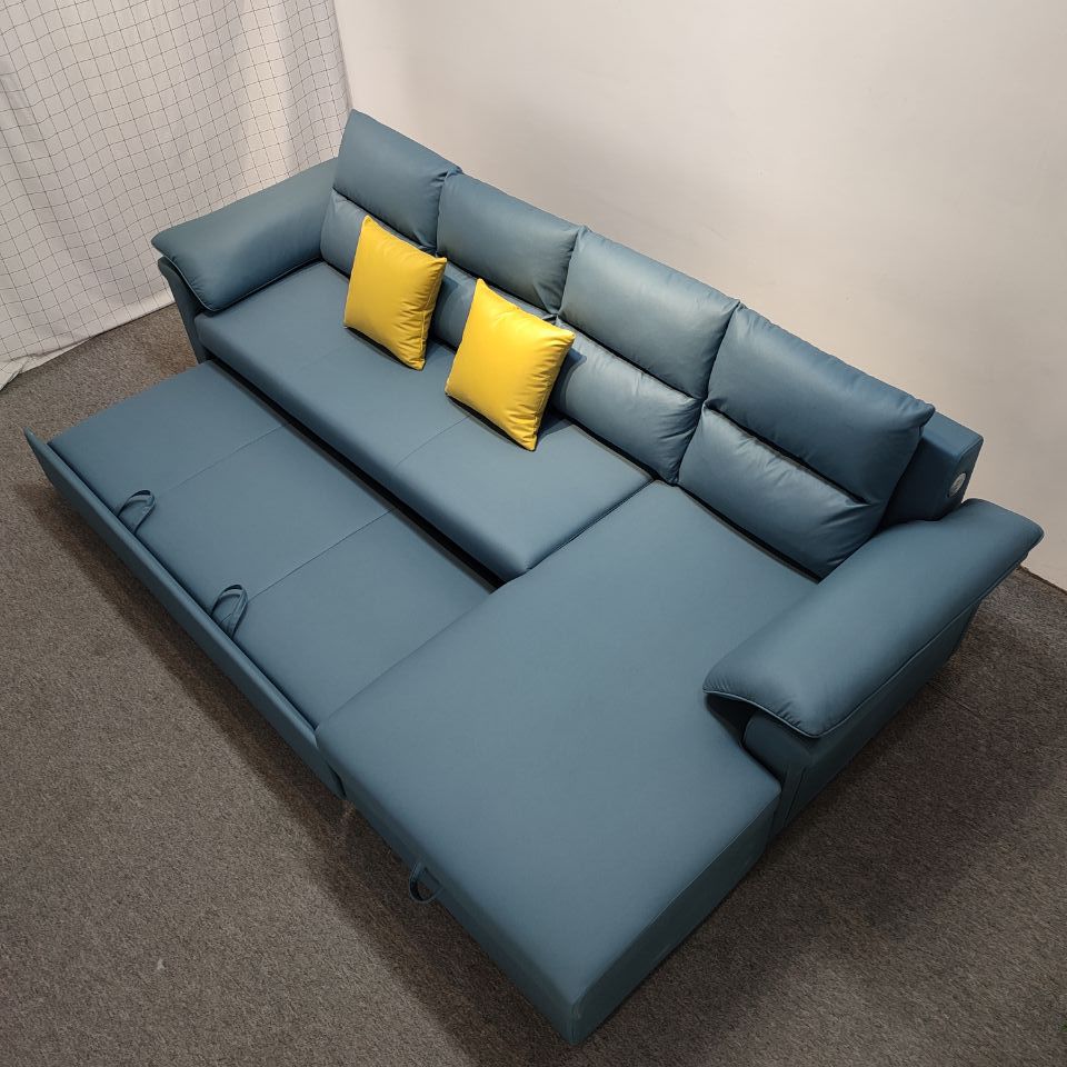 Tecnología multifuncional moderna simple sin lavar tela de terciopelo peinado apartamento sala de estar tipo pequeño sofá cama multifuncional